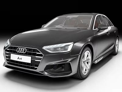 Black Audi A4 Sedan Exterior Design With Front View And Alloy Wheels 3d model