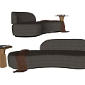 Modern Grey Curved Sectional Sofa With Side Table And Brown Blanket 3d model