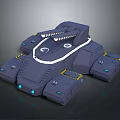 Futuristic Sci Fi Tank 3D Model With Blue Lights And Armored Structure 3d model