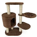 Brown Cat Tree With Sisal Wrapped Posts Platforms And Cozy Condo 3d model