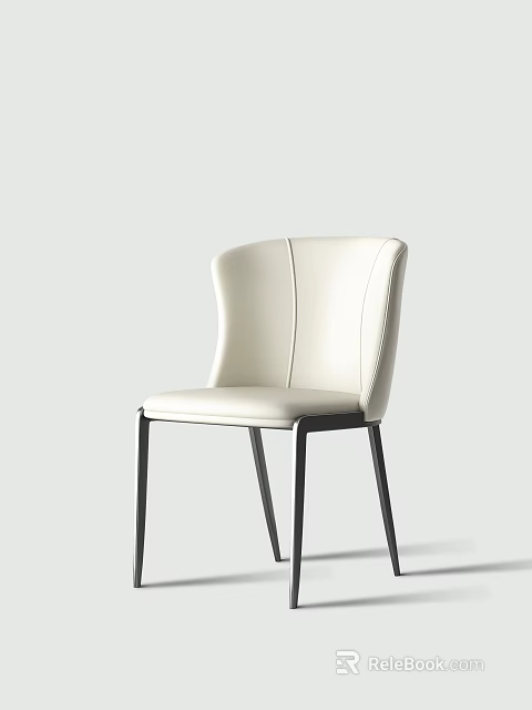Modern White Leather Leisure Chair With Black Sleek Legs And Comfortable Design 3d model 