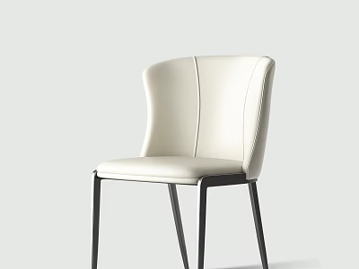 Modern White Leather Leisure Chair With Black Sleek Legs And Comfortable Design 3d model