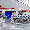 Modern Spacious Monitoring Control Room With Large Display Screens And Multiple Orderly Computer Workstations