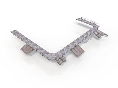 3D Model Industrial Metal Walkway Platform With Steel Components And Gray Structure 3d model