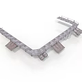 3D Model Industrial Metal Walkway Platform With Steel Components And Gray Structure