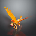 Orange Fantasy Griffin Mythical Creature With Spread Wings And Lion Body