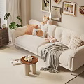 Double Sofa Floor Lamp Fabric Sofa Decorative Cabinet Decorative Painting Combination 3d model