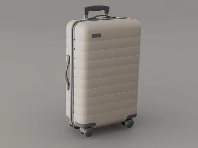 Beige Modern Suitcase With Striped Design Telescopic Handle And Rolling Wheels 3d model