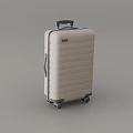 Beige Modern Suitcase With Striped Design Telescopic Handle And Rolling Wheels 3d model