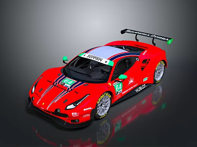Red Racing Car With Rear Wing Number 48 Sponsor Logos And Streamlined Design 3d model