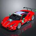 Red Racing Car With Rear Wing Number 48 Sponsor Logos And Streamlined Design