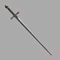 Ancient Decorative Sword With Red Gemstone Pommel And Silver Sharp Blade