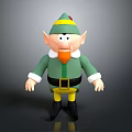 3D Elf Character With Green Hat Pointed Ears Orange Beard White Cuffs And Yellow Pants