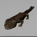 Realistic 3D Model Of Red Brown Salamander Like Creature With Sharp Teeth And Prominent Eyes