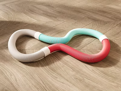 Figure 8 Spiral Design Fitness Resistance Band In Gray Blue Red Colors For Exercise 3d model