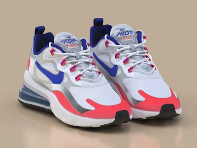Nike Air Cushion Sneakers With Color Block Design 3d model