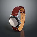Elegant Watch With Brown Leather Strap Black Dial And Silver Bezel