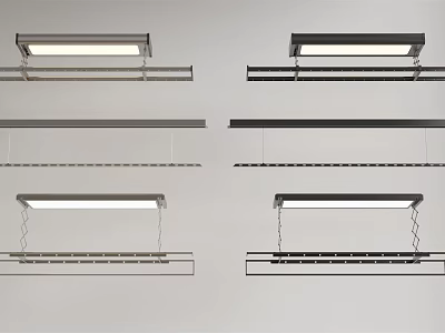 Modern Clothes Hanger Designs With Different Hanging Metal Structures And Lighting 3d model