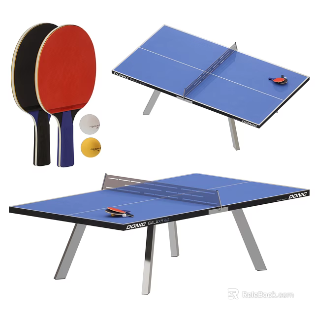 Professional Table Tennis Equipment Including Blue Table Rackets And Balls 3d model 