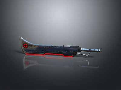 Futuristic Weapon With Sleek Design Red Accents And Metallic Finish 3d model