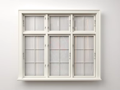 White Casement Window With Multi Pane Grid Design For Interior Use 3d model