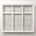 White Casement Window With Multi Pane Grid Design For Interior Use 3d model
