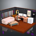 Dining Table Set In Modern Living Room Interior With Sofa Coffee Table And Wooden Floor