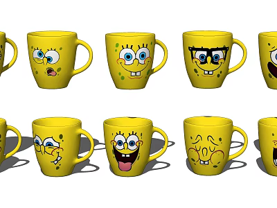 Modern Cup Spongebob Cartoon Expression Water Cup Coffee Cup 3d model