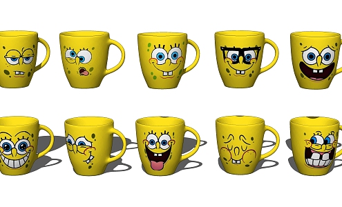 Modern Cup Spongebob Cartoon Expression Water Cup Coffee Cup 3d model