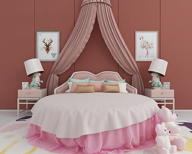 Modern Round Bed 3d model