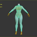 Light Blue Tight Fitting Long Sleeve Leotard With Golden Accents And Design Details