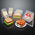 Fresh Assorted Sandwiches With Cafe Deli Packaging And Served On Plate