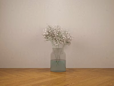 Vase Flower Floral Ornaments Green Plant Beauty Chen Small Piece 3d model