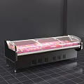 Commercial Display Freezer With Curved Glass Lid And Chilled Items On Wheels