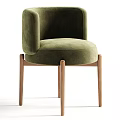 Elegant Single Chair with Green Bird Leaf Pattern Fabric and Walnut Wooden Legs