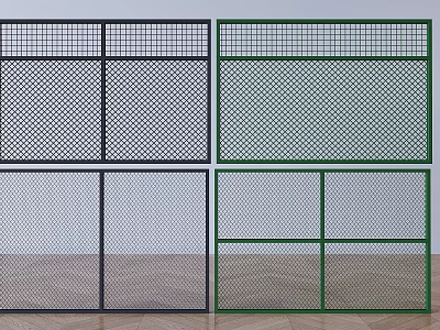 Modern Decorative Room Dividers With Grid Patterns And Colorful Metal Frames 3d model