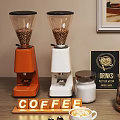 Stylish Coffee Kitchen Appliances With Grinders Maker Beans And Latte Art 3d model