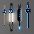 Modern Neon Signs With Different Shapes Illuminated Numbers And Colorful Lights