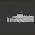 Classical Modern Residential Building With Curved Design White Exterior Multiple Windows And Roof Skylights