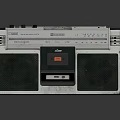 Vintage Radio Cassette Player With Green Speakers And White Classic Body Design