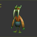 Fantasy Creature Character With Horns Tusks Orange Blue Body And Decorative Patterns
