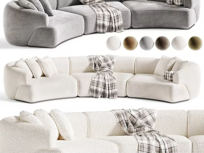 Comfortable Sectional Sofa With Multiple Color Options Throw Blanket And Pillows 3d model