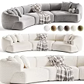 Comfortable Sectional Sofa With Multiple Color Options Throw Blanket And Pillows 3d model