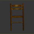Wooden Frame Leisure Chair In Classic Design Featuring Red Upholstered Seat And Simple Backrest