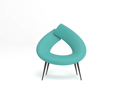 Stylish Teal Accent Chair With Curved Streamlined Design And Black Slender Legs 3d model