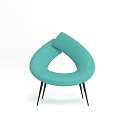 Stylish Teal Accent Chair With Curved Streamlined Design And Black Slender Legs
