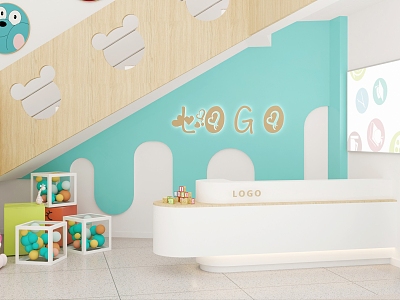 Toddling Center Front Desk Image Wall Balloon 3d model