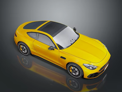 Yellow Sports Car With Modern Streamlined Body Black Roof And Sleek Exterior 3d model