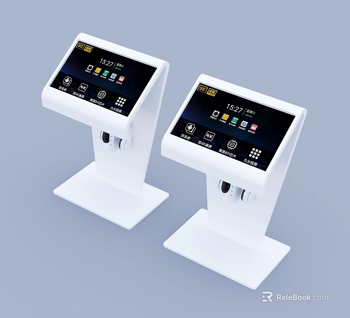 Smart Machines With White Stand Design And Digital Display Screens For Self Service Functions 3d model 