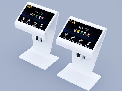 Smart Machines With White Stand Design And Digital Display Screens For Self Service Functions 3d model